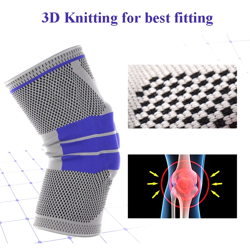 Артрит дышащий нейлон спортивная безопасность наколенники с силиконовыми эластичными боковыми брусьями бандаж Баскетбол Фитнес эластичные бедра