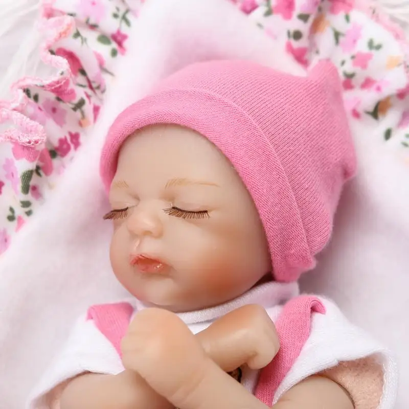 

Nicery 8inch 20cm Bebe Reborn Mini Doll Soft Silicone Lifelike Toy Gift for Child Christmas Pink Hat Blue Hat Two Dolls