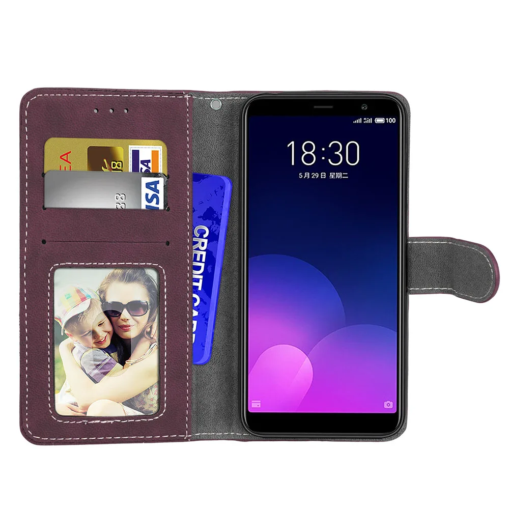 Флип-Матовый кожаный чехол для Meizu M6T Meiblue 6T Meilan funda чехол-кошелек мобильного