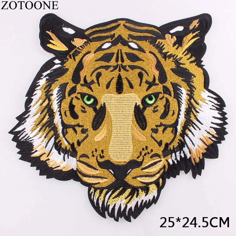 ZOTOONE большой с вышитым тигром для нашивки на одежду 25*24 5 см приклеивающиеся