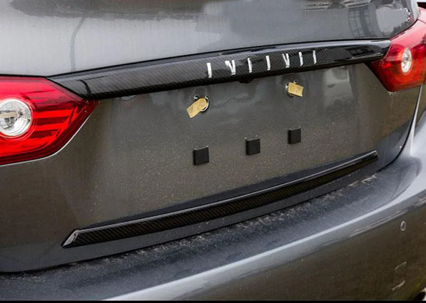 Внешние аксессуары для infiniti Q50 Q50L багажник Задняя дверь бампер из углеродного волокна декоративная защитная наклейка крышка