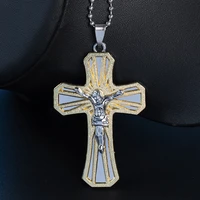cross necklace men jesus pendant necklace gold color menwomen jewelry religion statement necklace women bijoux femme
