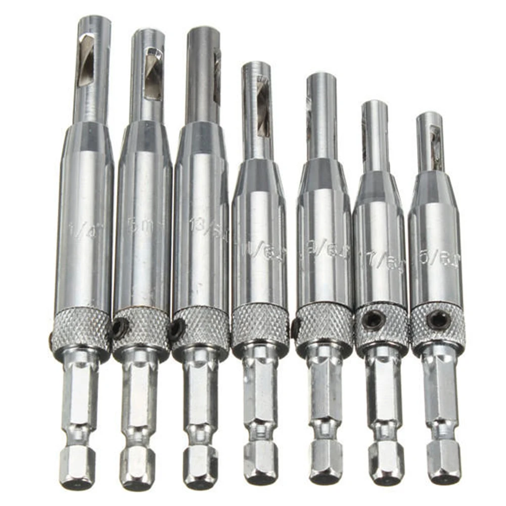 7pcs HSS самостоятельно центрирующая дрель биты шарнирное сверло бит двери шкафа 5/64 7/64 9/64 11/64 13/64 1/4 5 мм для столярных работ мебель производитель