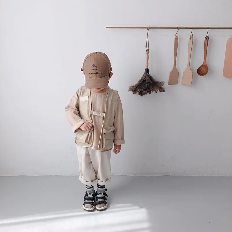 Осенний модный жилет без рукавов для маленьких мальчиков Детский Универсальный