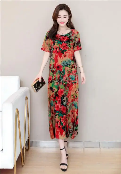 13 vestido de festa платье женское летнее Модное Новое Женское хлопковое Цветочное платье с круглым вырезом и коротким рукавом размера плюс - Цвет: 13