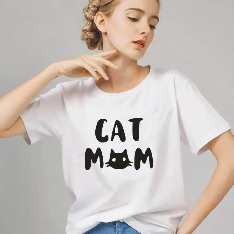 

Fashion Cat Mom Shirt Women Tshirt Hipster Graphic Cat Lover Gift for Mothers Tee Shirt Femme T Shirt Women Tops Camisas Mujer