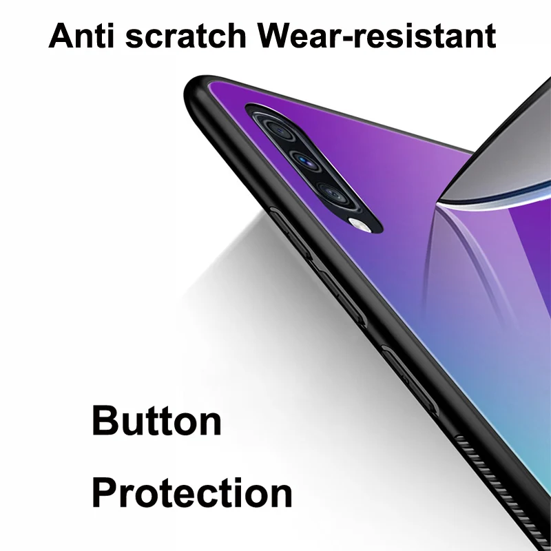 Для samsung A50 чехол A505 6," закаленное стекло силикон TPU рамка стекло жесткая задняя крышка для Galaxy A50 оболочка A505F чехол для телефона s