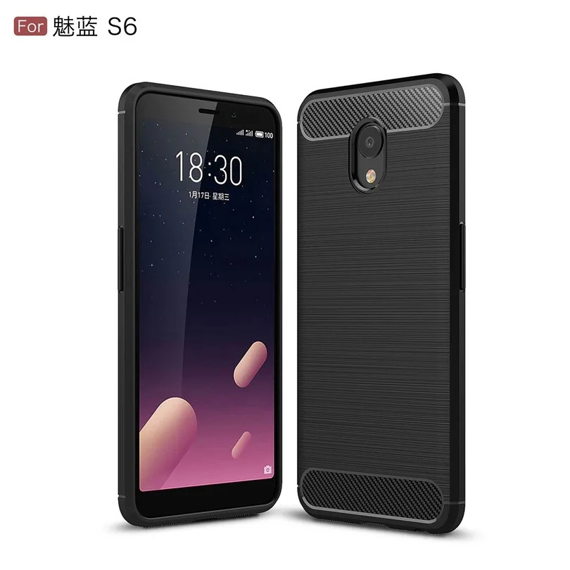 For MEIZU Meilan S6 / MeilanS6 5.7&quot Case Anti-knock Soft TPU Brushed Rugged Rubber Silicone Hybrid Phone Cases Cover |