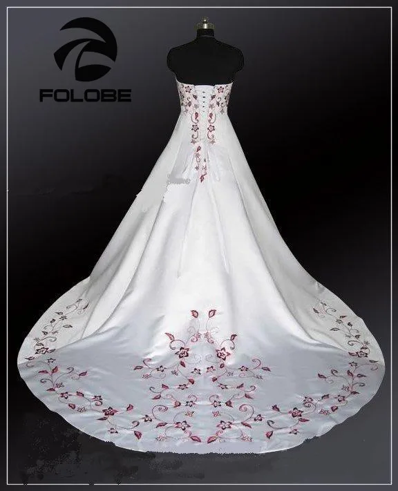 Винтажное Бордовое платье с вышивкой на шнуровке Vestidos De Novia атласное длинное