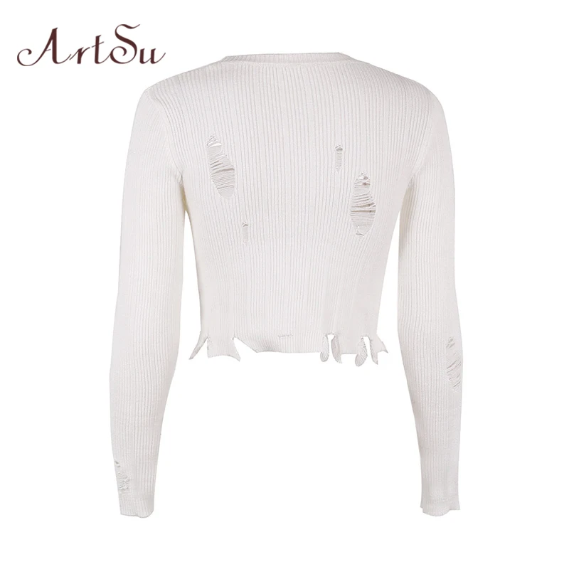 ArtSu уличная одежда Осенний вязаный свитер женский короткий пуловер с длинным