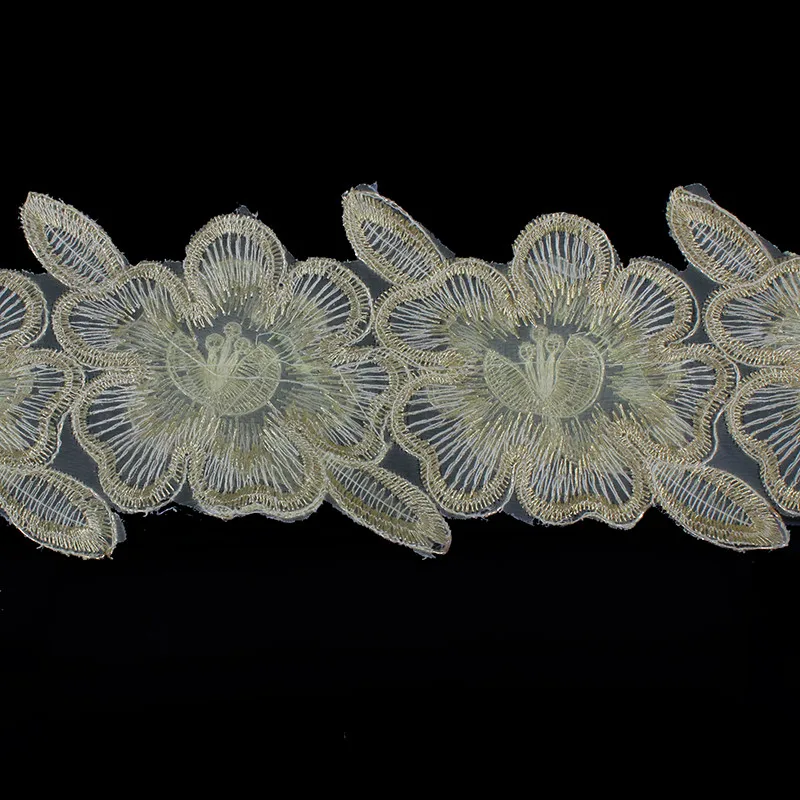 1 ярд 3D вышивка Золотое металлическое кружево гипюр корд отделка мотив Венеция