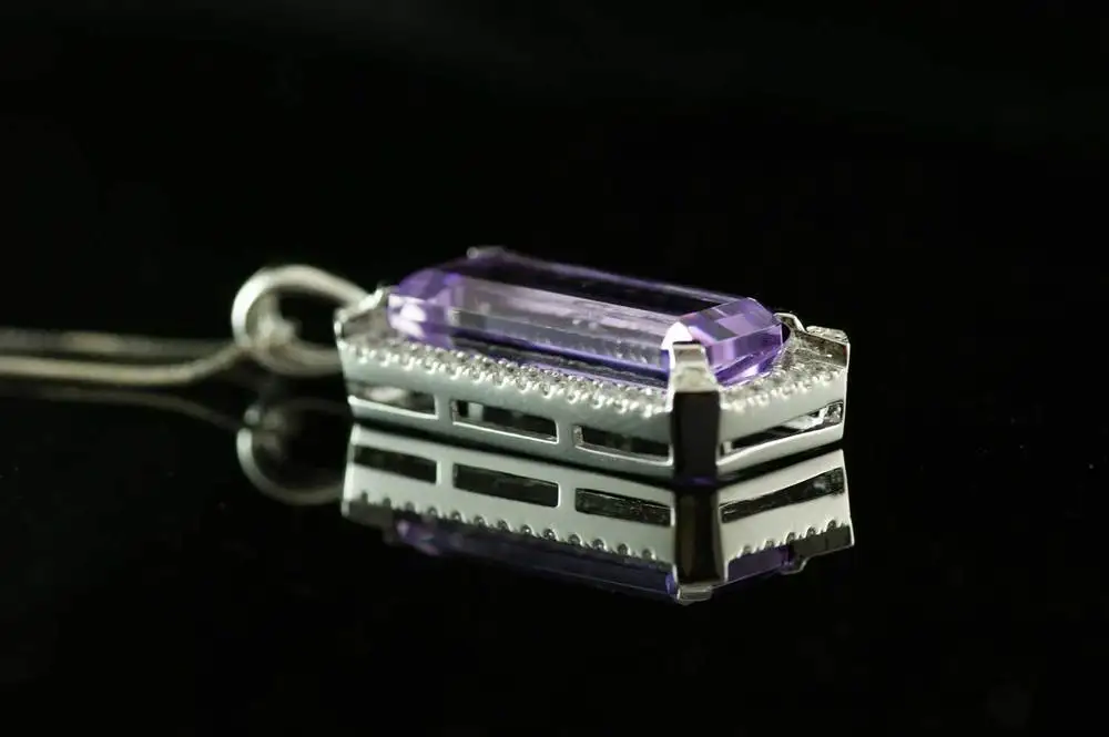 5.2ct Роскошные Природные Фиолетовый аметист кулон реального Pure 925 пробы