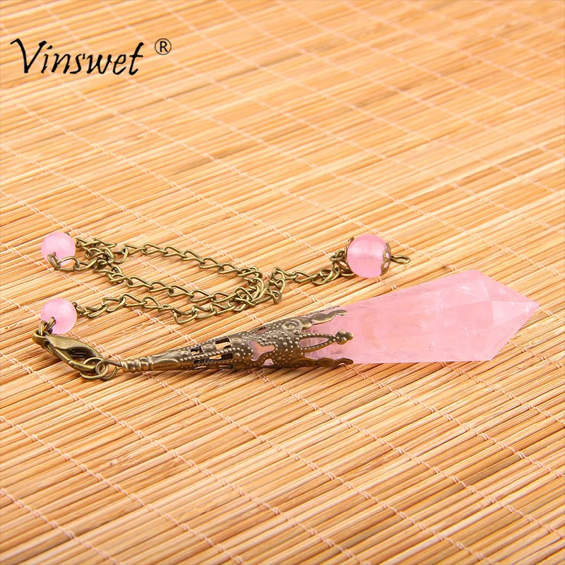 Трендовый натуральный камень заживляющие кристаллы маятник розового цвета