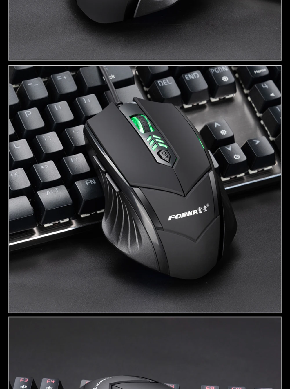 Проводная игровая мышь FORKA Silence Click, 6 кнопок, USB, бесшумный светодиодный оптический кабель, эргономичная компьютерная мышь, Мыши для ПК, ноутбука, геймера