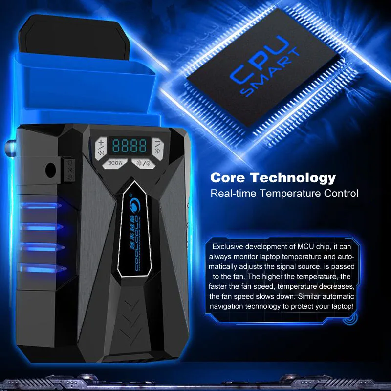 CoolCold Ice Magic 5 Портативный USB ноутбук охладитель охлаждения для ноутбука светодиодный дисплей Smart Air Coo светодиодный ноутбук радиатор