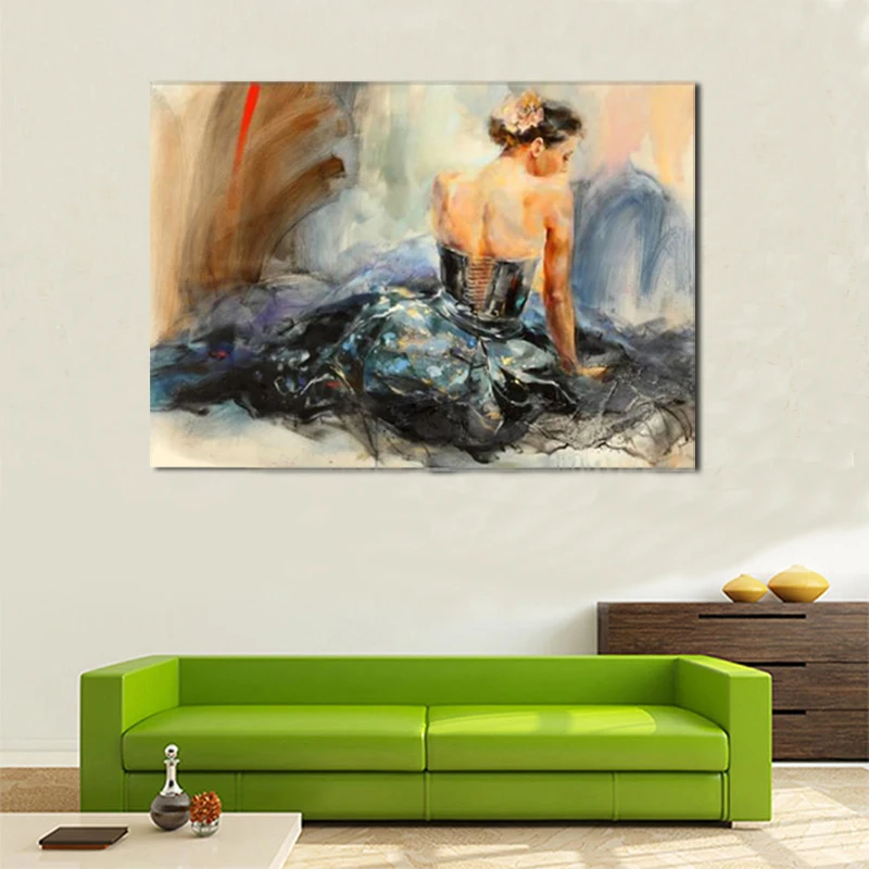 

Pure Hand Painted Handcraft Portrait oil painting on canvas No stretched Art Girl 24x36inch Home Decor
