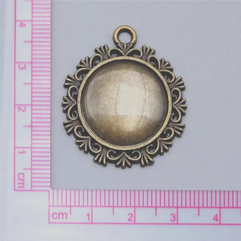 10sets/lot 20mm Round Antique Bronze Alloy DIY Cameo base Setting Pendant+Clear Glass Cabochons Beads Jewelry finding A1021 | Украшения и