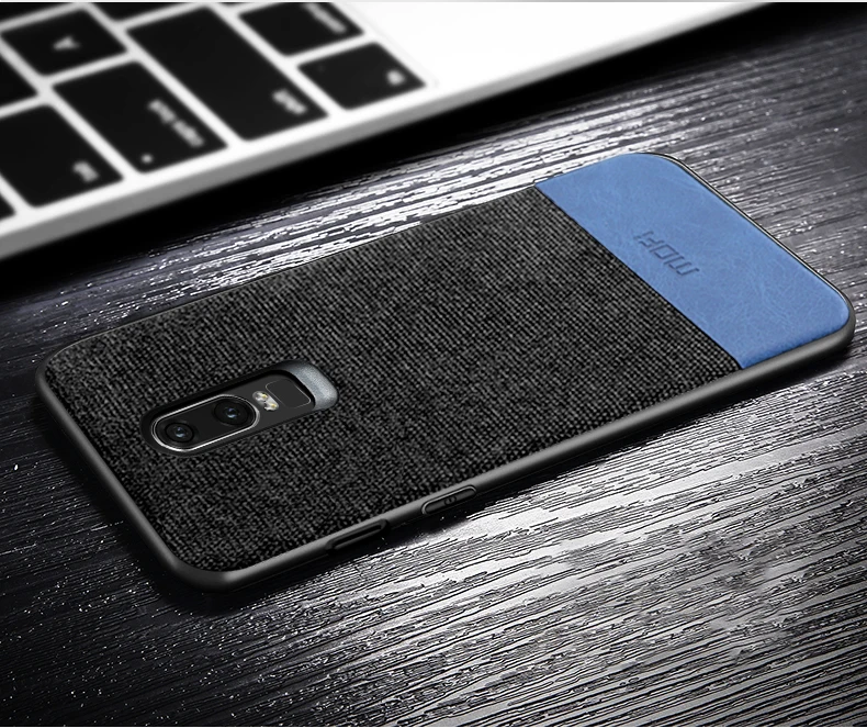 Oneplus 6 чехол-накладка one plus 6 задняя крышка силиконовый край мужской тканевый в деловом стиле противоударный чехол coque MOFi 1+ 6 Чехол
