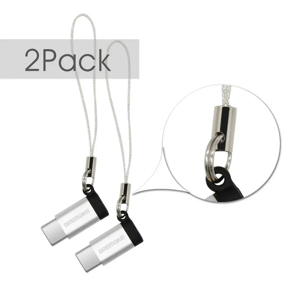 Серебристый 2 шт. USB 2,0 адаптер 2-Pack type-C к Micro USB адаптер конвертер для Xiaomi 4C 5 Galaxy 7 huawei P9 P10 Makbook Nokia N1 - Цвет: Серебристый
