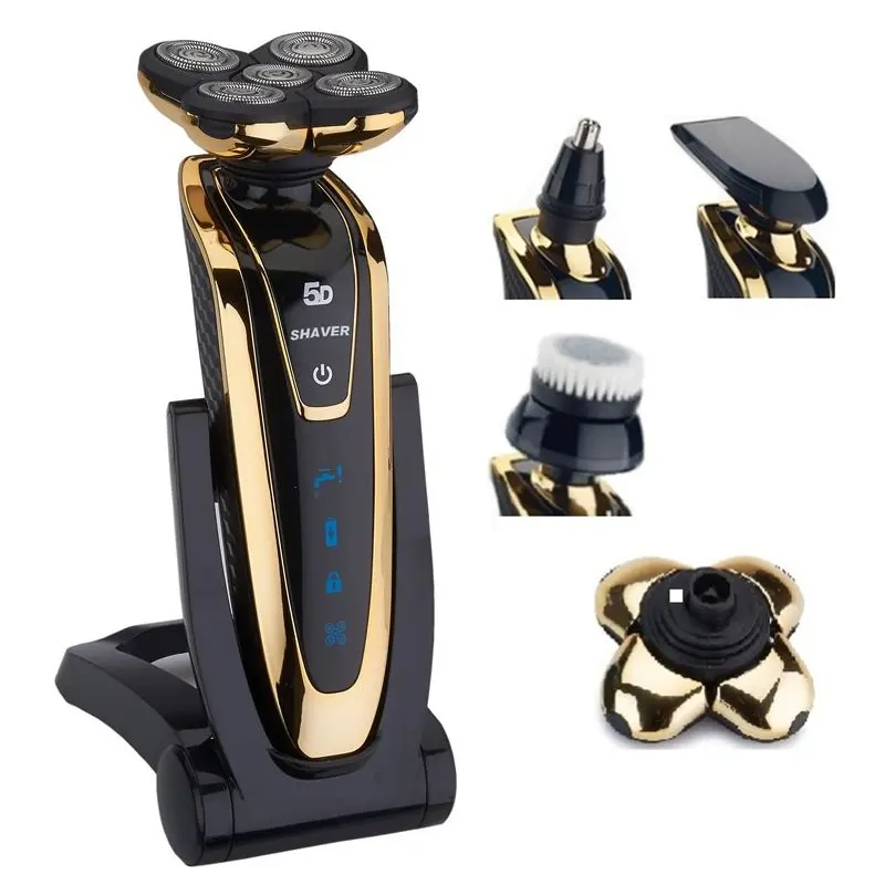 5D shaver set Водонепроницаемая Мужская бритвенная машинка для бороды, набор 5D электробритва для влажной и сухой уборки, перезаряжаемая электрическая бритва для мужчин, бритва для путешествий - Цвет: 5D shaver set