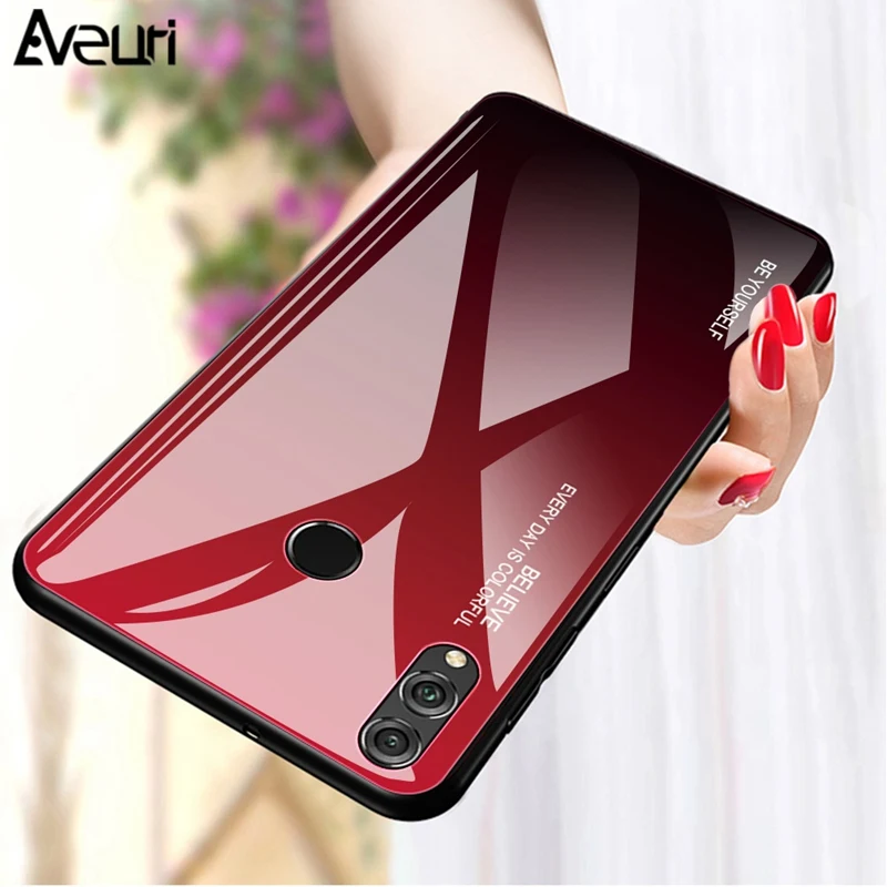 Стеклянный чехол Aveuri для телефона Huawei Honor 10 9 Lite 8X Coque Luxuxry закаленный силиконовый