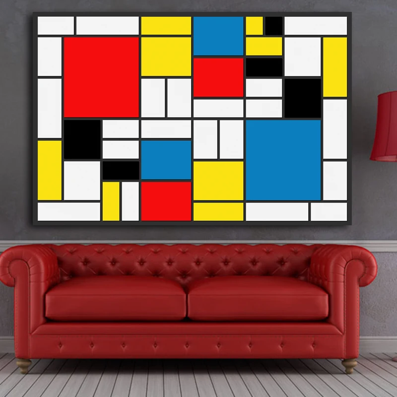 Абстрактные квадраты композиция от Piet Cornelies Mondrian Giclee плакат живопись на холсте
