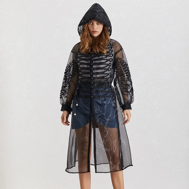 TWOTWINSTYLE летняя повседневная женская ветровка с вышивкой капюшоном длинным