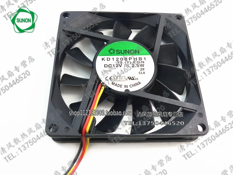 

Original SUNON KD1208PHB1 12V 2.5W 8CM 8015 80 * 80 * 15mm 3 lines silent chassis cooling fan