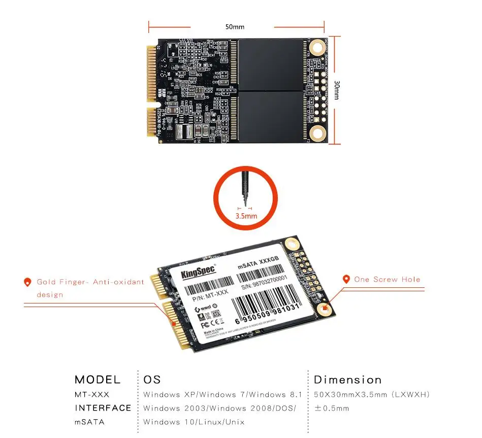 KingSpec MSATA SSD 64 ГБ 120 ГБ 240 ГБ 480 ГБ 128 ГБ 256 512 1 ТБ жесткий диск HDD Внутренний твердотельный накопитель для портативных компьютеров