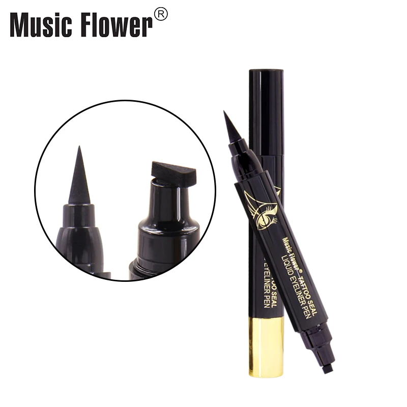 M5057-101 Music Flower зубная щетка с двумя головками и пломбы черная жидкая подводка для глаз Ручка Водонепроницаемый 24 H долговечный устойчивый к пятнам, быстро сохнет, подводка для глаз, ручка-печатка - Цвет: M5057-101