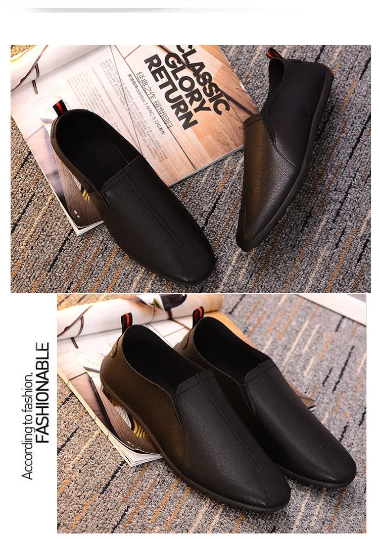 2019 New Solid Color Men's Feet Bean Beans Round Head Flat With Casual Waterproof Soft Bottom | Обувь