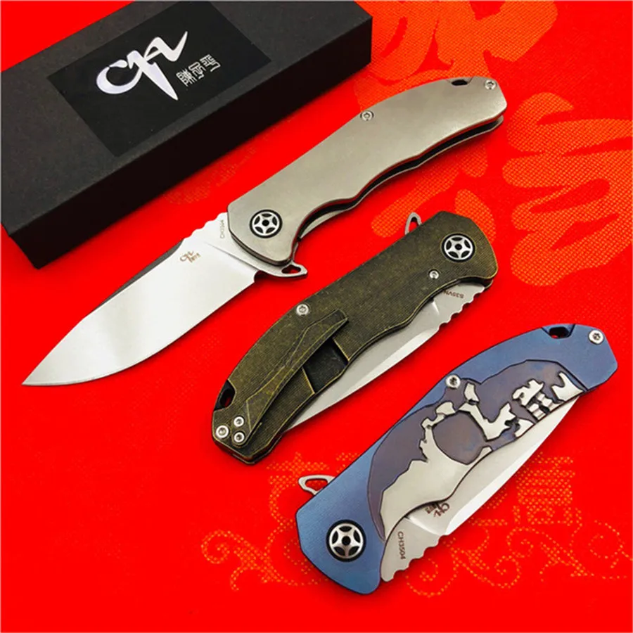 Складной нож CH CH3504 Flipper карманный клинок S35VN с шарикоподшипниками TC4 титановой