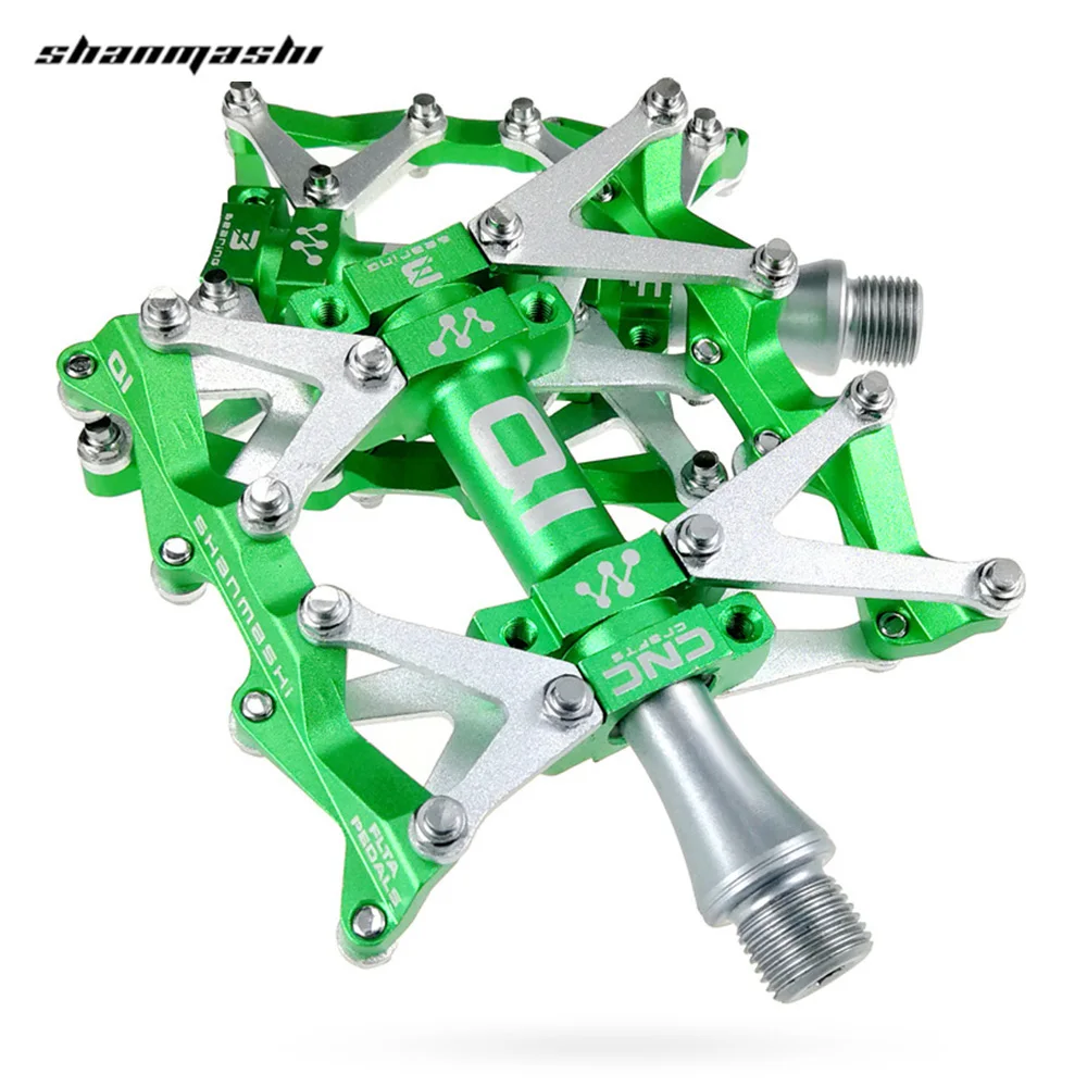 Green Shanmashi Q1 велосипедная педаль противоскользящая MTB горная дорога велосипедная ножная пластина Подшипник педали Аксессуары для велосипеда - Цвет: Green