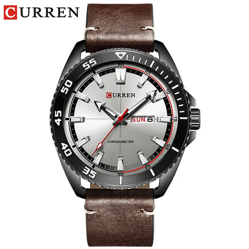 2018 new CURREN 8272 Top Brand Luxury watch men week date display Fashion Leather Quartz Wrist Watches relogio masculino | Наручные часы