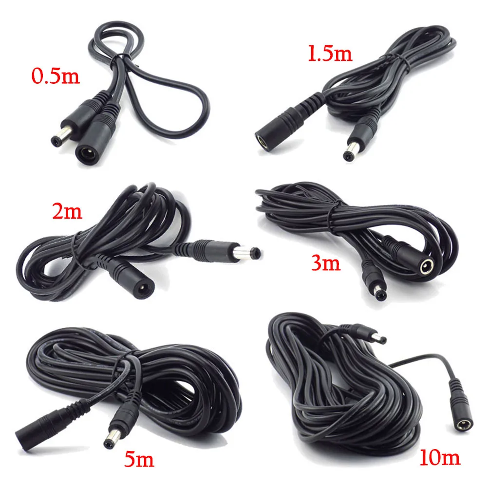 

Power Cable Extension 12V DC Cord Adapter Female to Male Plug 5.5mmx2.1mm For CCTV Camera Home Security Strip Light Power Cords