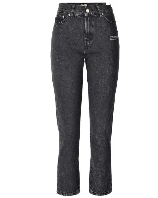 

2019 Spring And Autumn New Women Loose High Waist Denim Pants Printed Letters Straight Nine Points Jeans Trousers Women D113