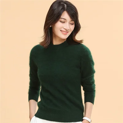Dark green Suéter de cachemira de gamuza pura súper Калида y suéter de mujer suéter de otoño e invierno suéter de cuello alto para mujer - Цвет: Dark green