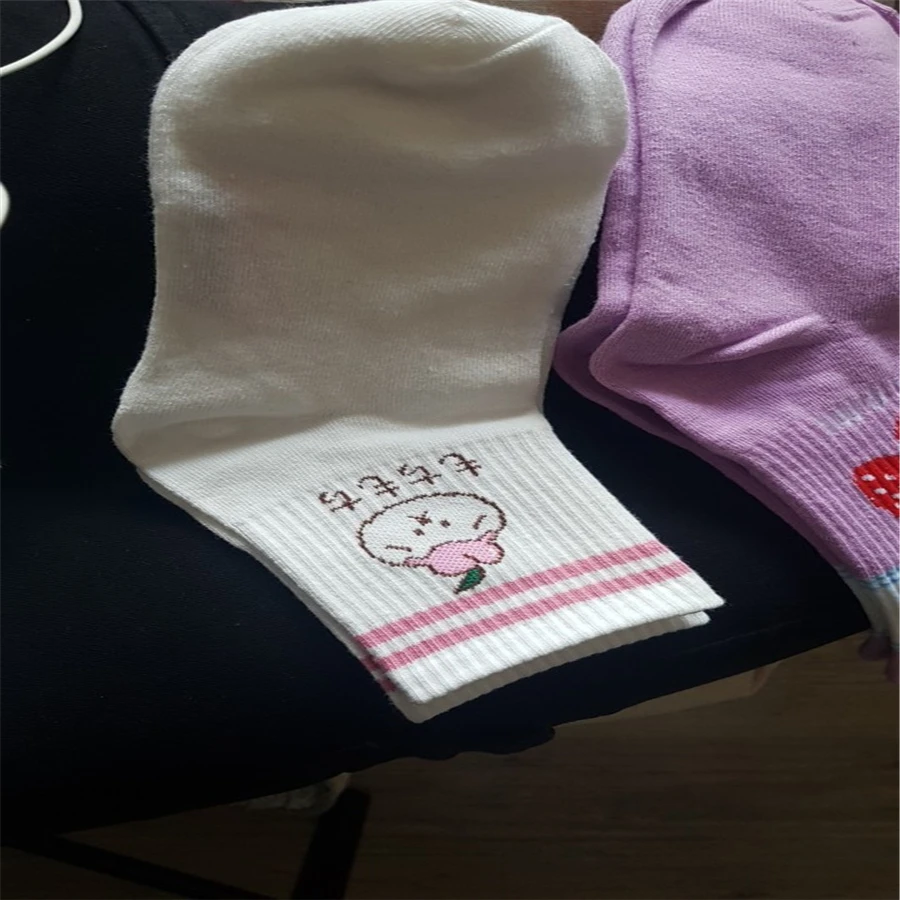 Забавные носки с милыми животными в японском стиле Kawaii носок с фруктами Art белые носки женские новые Harajuku женские носки 2 пары
