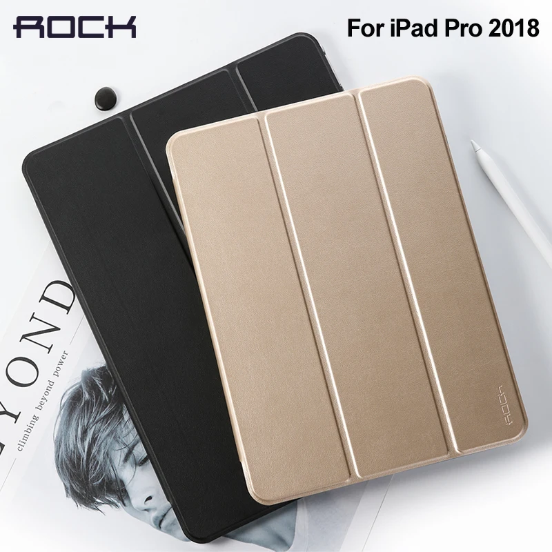 Rock для iPad Pro 11 12,9 дюймов из искусственной кожи чехол ультра тонкий флип-чехол Чехол для iPad pro 12,9 Coque Fundas
