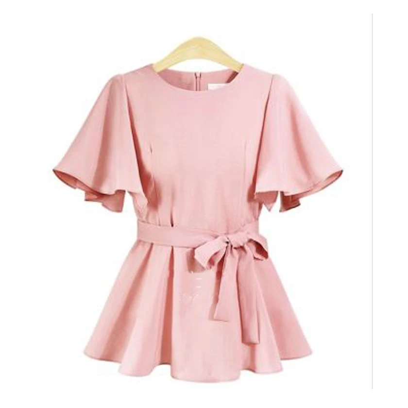 Женская блузка с рукавом бабочкой круглым вырезом|butterfly sleeves blouse|blouse fashionblouses plus |