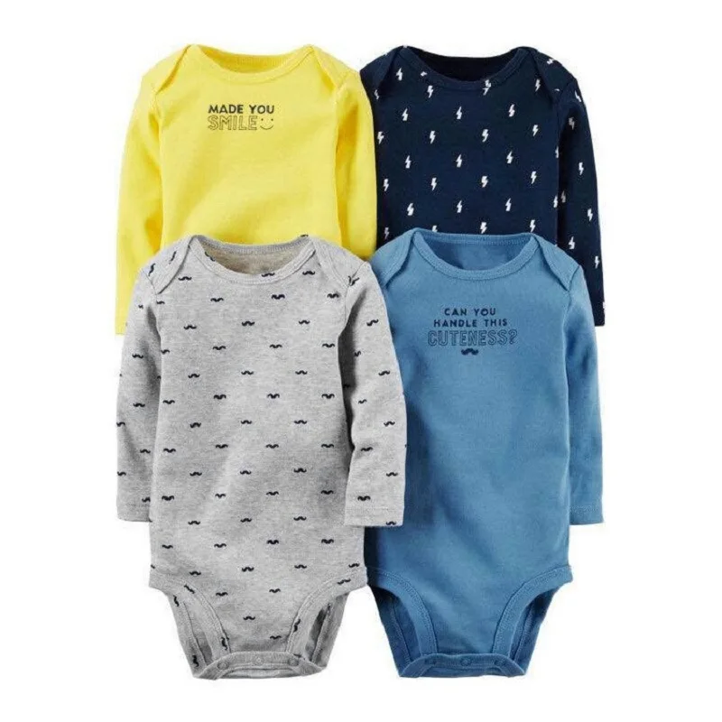 4 шт./лот для маленьких мальчиков в полоску девочек цветочный комбинезон