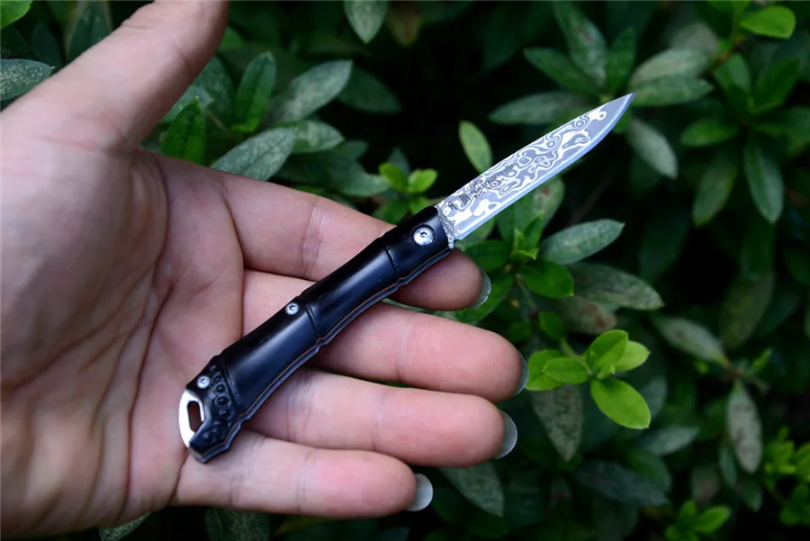 Дамасский нож TIGEND CF5406 карманный складной нож ebony с деревянной ручкой для походов и охоты