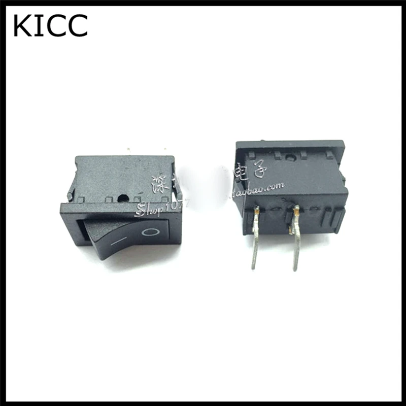 

15*21MM Rocker Switch Black Bending Pin KCD1-101 2Pin 2File Seesaw switch 6A250V 10A125V Power switch 5Pcs