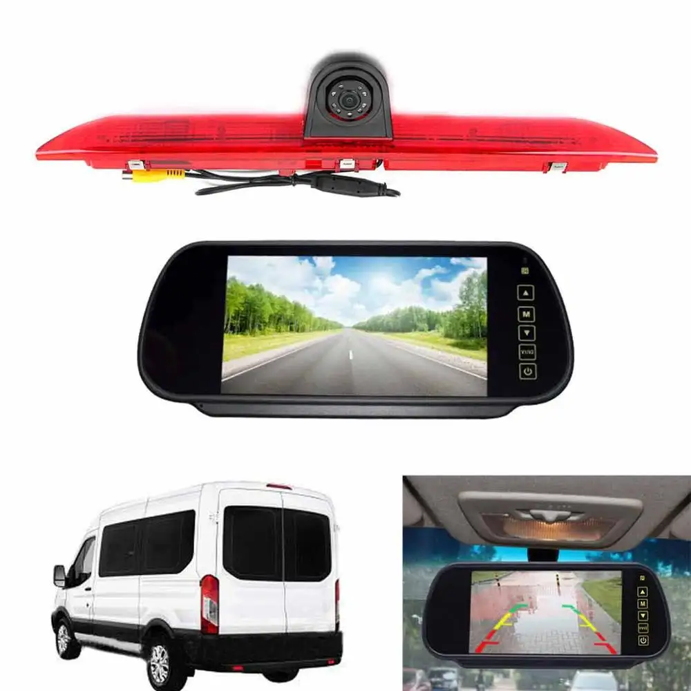 monitor with camera Автомобильный тормозной светильник, камера заднего вида для Ford Transit на заказ 2012-, камера заднего вида, камера заднего вида, HD, ночное видение, водонепроницаемая - Название цвета: monitor with camera