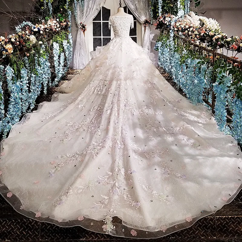 2018 Vestido De Noiva модные роскошные High-end бальное платье свадебное кружевные цветы