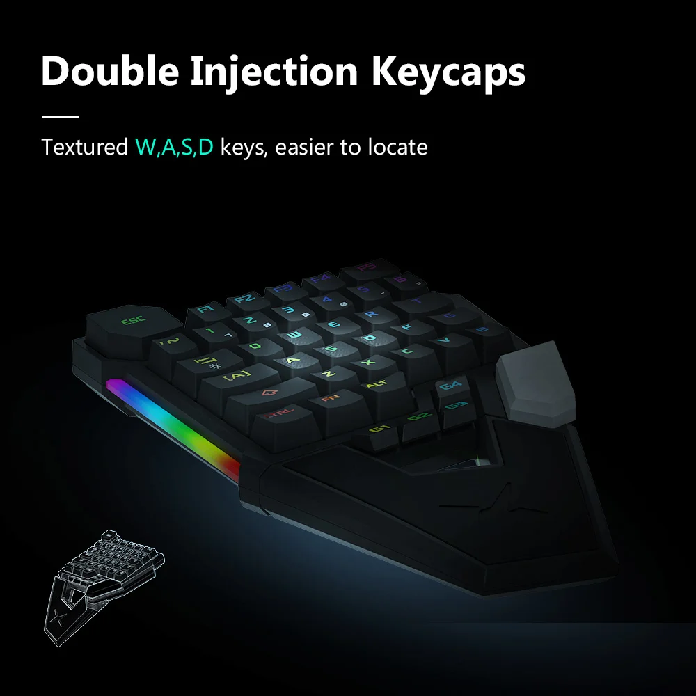 DELUX T6 Одноручные механические игровые клавиатуры складной RGB 39 ключ полностью программируемая Проводная клавиатура для ноутбука PC Gamer