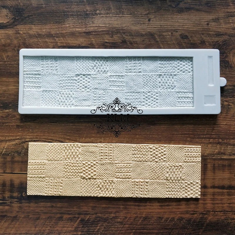 

Patchwork Quilt Mould Food grade silicone sugar shell cake edge decoration tool Knitting fabric embossing mould