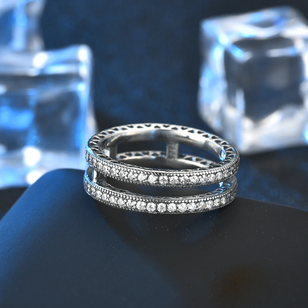 Suplush элегантное Винтажное кольцо из стерлингового серебра 925 пробы с двойными