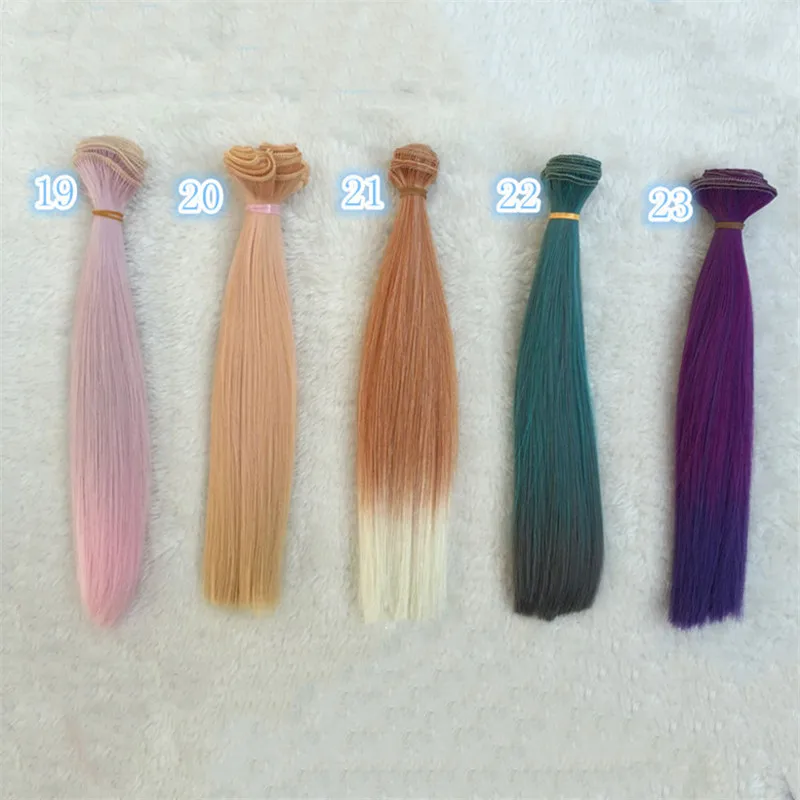 

25 CM * 100 CM High Temperature Fiber Gradual Color BJD Doll Wigs DIY Straight Hair For Baby Doll 1/12 1/6 Accessories