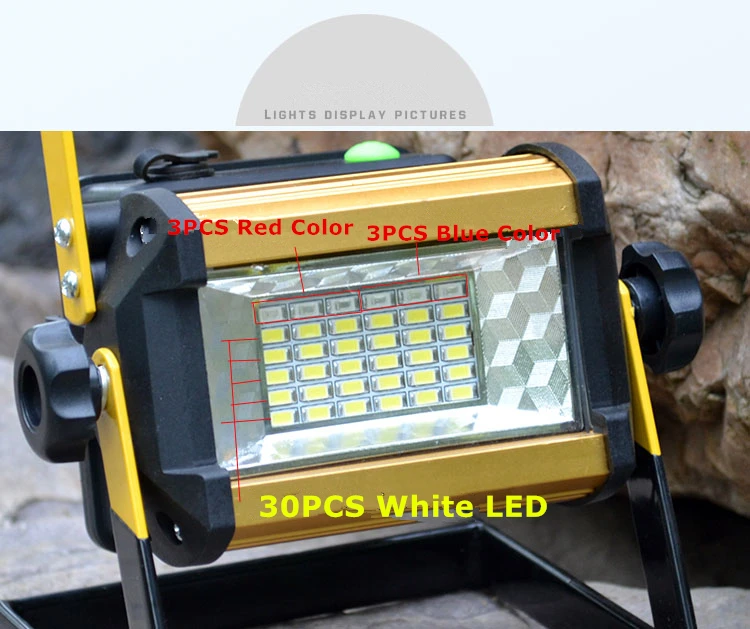 Светодиодный прожектор 30 Вт перезаряжаемый 36LED Наружное освещение
